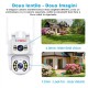 Camera De Supraveghere Video CCTV Dubla WIFI Visoli® QW25-Double 8MP Ultra HD, 5X Zoom, Exterior/Interior, Rotire, Leduri Lumina, Comunicare Bidirectionala