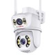 Camera De Supraveghere Video CCTV Dubla WIFI Visoli® QW25-Double 8MP Ultra HD, 5X Zoom, Exterior/Interior, Rotire, Leduri Lumina, Comunicare Bidirectionala